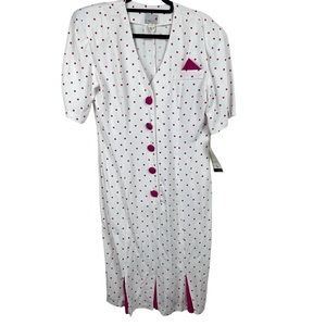 🥑5/$25 Scarlett vintage polka dot button detail pleated front dress 13/14 NWT